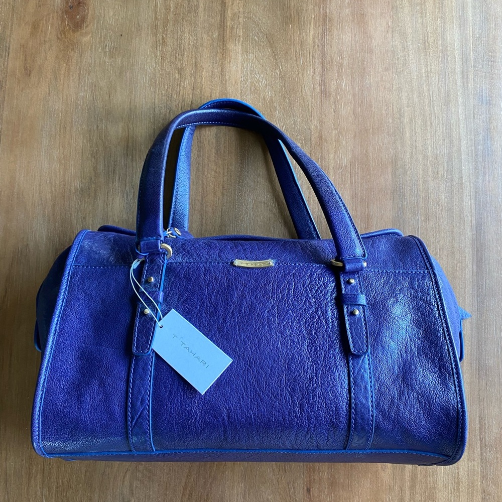 Tahari Purple Leather Satchel